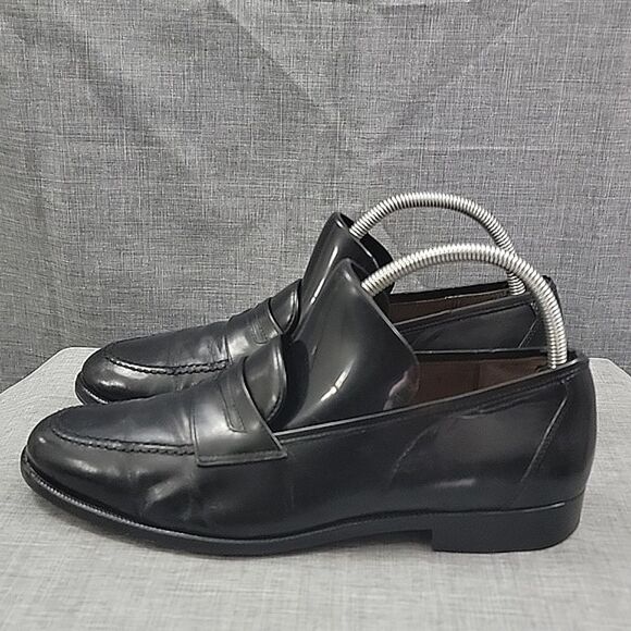 SALVATORE FERRAGAMO Men\'s Black Leather Penny Loafers Dress Shoes -  SZ 7 EE